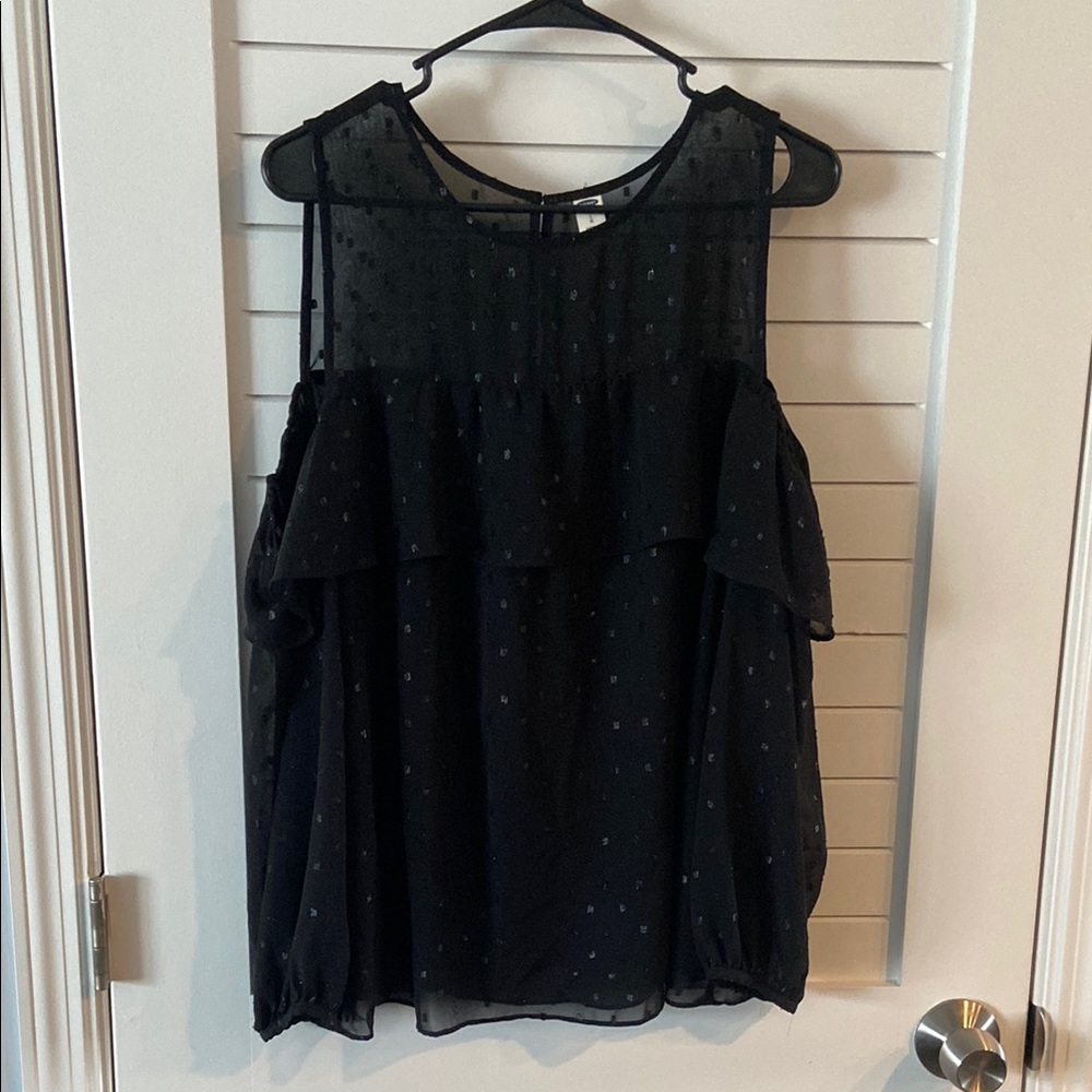 Old Navy Black Polka Dot Long Sleeve Blouse L